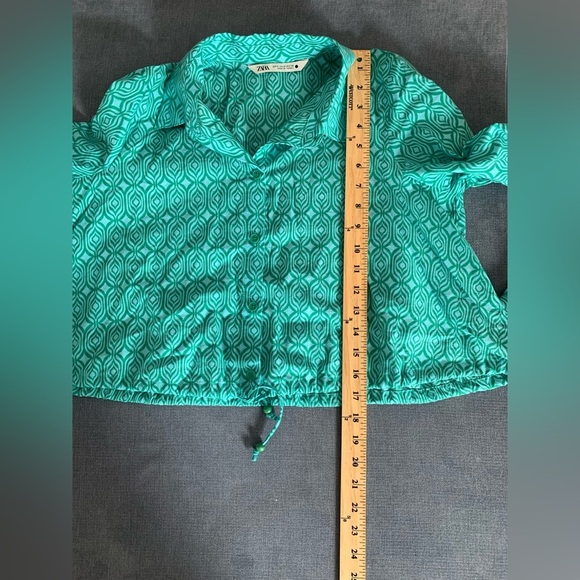 Womens Zara Geometric Long Sleeve Collared Tied Blouse & Smock Tiered Skirt SetL - Picture 15 of 15